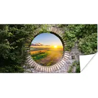 PosterMonkey Poster Platteland - Doorkijk - Zon - 160x80 cm
