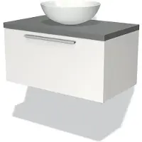 Maxaro Modulo Plato Badkamermeubel voor waskom | 80 cm Mat wit Vlak front Middengrijs blad 1 lade