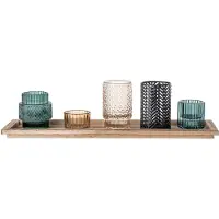 Bloomingville Sanga Dienblad met Votief, Blauw, Glas