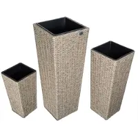 Casaria Polyrattan Bloempot Set van 3 Creme