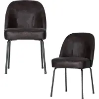 Woood Vogue Eetkamerstoelen - Leer - Zwart - Set van 2