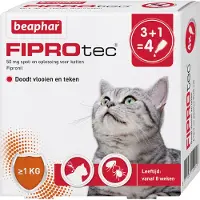 Beaphar Fiprotec Anti Vlooiendruppels Kat vanaf 1 kg 4 stuks