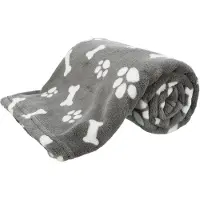 Trixie Hondenbed Kenny, fleece, met botmotief, grijs