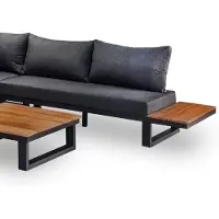 LUX outdoor living Canyon lounge hoekbank tuin 6 personen | aluminium + hardhout | Antraciet/Light Teaklook | 4-delig - 288x288cm