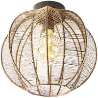 QAZQA Industriële plafondlamp brons met zwart - Dong