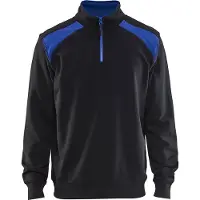 Blakläder Sweatshirt bicolour met halve rits 33531158 | Zwart/Korenblauw | Maat S - 7330509456293