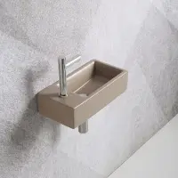 Guido Gusto Fonteinset Mia 40.5x20x10.5cm mat beige links inclusief fontein kraan, sifon en afvoerplug chroom