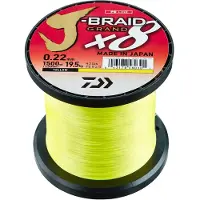 Daiwa J-Braid Grand 8-draads gevlochten vislijn, 1350 meter, 0,18 mm, 12,5 kg / 28 lbs, geel, artikelnummer 12790-218