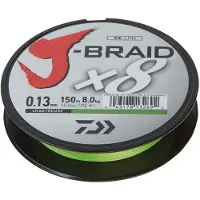 Daiwa J-Braid X8, gevlochten lijn, 0.16mm, 150m, kleur: chartreuse