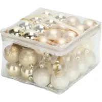Cosy & Trendy 48x stuks kunststof kerstballen goud 6 cm in opbergtas/opbergbox - Kerstbal