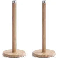 Zeller 2x Bamboe houten keukenrolhouders rond 14 x 32 cm - Keukenrolhouders