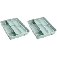 Forte Plastics 2x stuks bestekbakken/bestekhouders 2 lagen mintgroen L40 x B30 x H7 cm - Bestekbakken