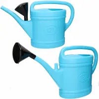 Forte Plastics 2x Stuks Lichtblauwe Tuin Planten Gieter Met Broeskop 12 Liter - Planten Water Geven - Kunststof - 70 X 19 X 41 Cm