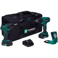 Vonroc Gereedschapsset VPower 20V – 2.0Ah | Incl. 2 machines, LED-Werklamp, 2x 2.0Ah Accu en snellader