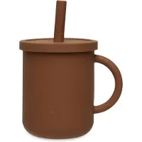 Jollein - Drinkbeker Met Rietje (Caramel) - Siliconen - Baby Drinkberker, Baby Bestek - 6-18 maanden