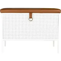 Maze Frank Opbergbank Wit / Cognac - Bankjes Leer White - 407213