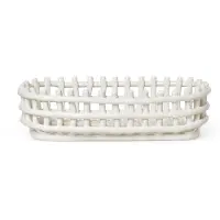 Ferm Living Ceramic gevlochten mand ovaal 15x30 cm Off white