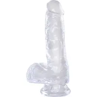 King Cock Clear 6 - dildo met zuignap en ballen - transparant 15cm
