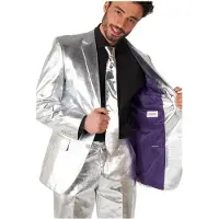 Opposuits Shiny Silver Kostuum | Zilver | Maat 58