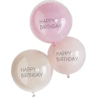 Ginger Ray Happy Birthday ballonnen dubbellaags luxe 3 stuks 45cm
