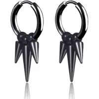 LGT JWLS Mannen oorringen zwart edelstaal met 3 pijlen hangers
