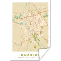 PosterMonkey Poster Bamberg - Plattegrond - Kaart - Stadskaart - Vintage - 40x60 cm