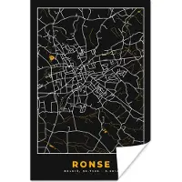 PosterMonkey Poster Ronse - Kaart - Plattegrond - Goud - Stadskaart - 40x60 cm