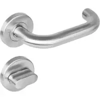 Intersteel Deurkruk Rond op rozet met toilet-/badkamersluiting 7mm - RVS