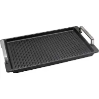 Saro Eurolux Premium grillplaat, 2 roestvrijstalen handgrepen, 41x24x2,5 cm, met ribbels