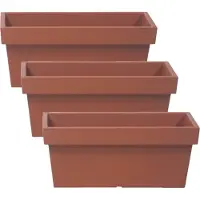 Prosperplast 3x stuks stevige terras/balkon plantenbakken/bloembakken kunststof 38 x 18 x 16 cm terra cotta voor buiten