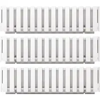 Prosperplast Plantenbak/bloembak Fence look - 3x stuks - kunststof - parel wit - 58 x 18 x 16 cm