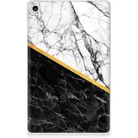 B2Ctelecom Lenovo Tab M10 Plus (3e generatie) Tablet Back Cover Marmer Wit Zwart - Origineel Cadeau Man