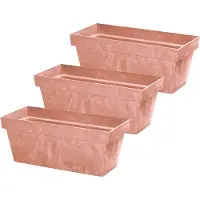 Prosperplast 3x stuks beton-look plantenbakken/bloembakken kunststof 59 x 26 x 23 cm terra cotta voor binnen/buiten
