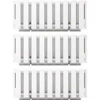 Prosperplast Plantenbak/bloembak Fence look - 3x stuks - kunststof - parel wit - 38 x 18 x 16 cm