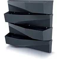 Prosperplast Hangende Plantenbakken - set van 4x - kunststof - verticale tuin - L78 x B19 x H35 cm - antraciet grijs