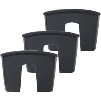 Prosperplast 3x stuks balkon railing opzet plantenbakken/bloembakken kunststof 39 x 28 x 20 cm antraciet grijs kleur voor buiten