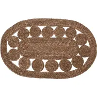 Home & Styling Deurmat Ovaal - Gevlochten - 80 x 50 cm - Vloekleed - Jute