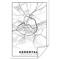 PosterMonkey Poster Stadskaart – Plattegrond – België – Zwart Wit – Herentals – Kaart - 40x60 cm