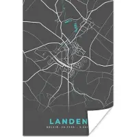 PosterMonkey Poster Stadskaart – Grijs - Kaart – Landen – België – Plattegrond - 40x60 cm