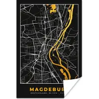 PosterMonkey Poster Madgeburg - Goud - Plattegrond - Kaart - Stadskaart - Duitsland - 40x60 cm