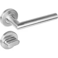 Intersteel Deurkruk Jura hoek 90° op rozet met toilet-/badkamersluiting 7mm EN1906/4 - RVS