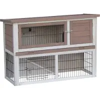 Flamingo Konijnenhok met ren – Groot konijnenhok voor buiten met nachthok en uitloop – 111x45x78 cm – Flamingo Konijnenhok Loft Urban Bruin