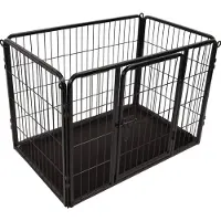 Flamingo Hondenren – puppyren – hondenkennel – hondenbench – Kazan Zwart S – 93x59x64cm – metaal met epoxy coating – schuifslot – uitneembare lade – voor kleine honden – binnen
