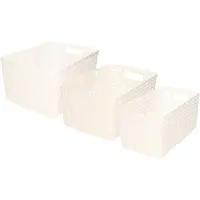 Forte Plastics Set van 8x stuks opbergboxen/opbergmandjes rotan parel wit kunststof met inhoud 5 en 10 en 18 liter