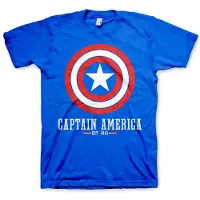 Marvel Captain America Heren Tshirt -S- Logo Blauw