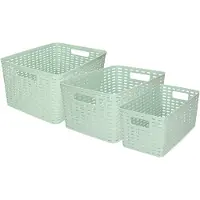 Forte Plastics Set van 8x stuks opbergboxen/opbergmandjes rotan mintgroen kunststof met inhoud 5 en 10 en 18 liter