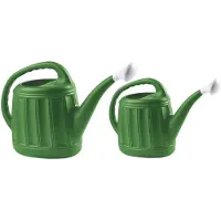 Hega hogar 2x stuks kunststof tuin gieters 5 en 3.5 liter donkergroen - Gieters