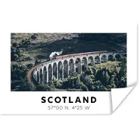 PosterMonkey Poster Schotland - Trein - Vintage - Brug - 90x60 cm