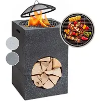 Blumfeldt Monolith vuurschaal met grill MGO & stalen schaal incl. vonkenscherm