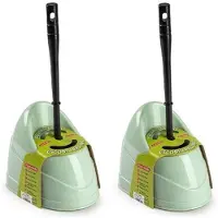 Forte Plastics 2x stuks toiletborstels/wc-borstels met houder 45 cm mint/zwart - Toiletborstels